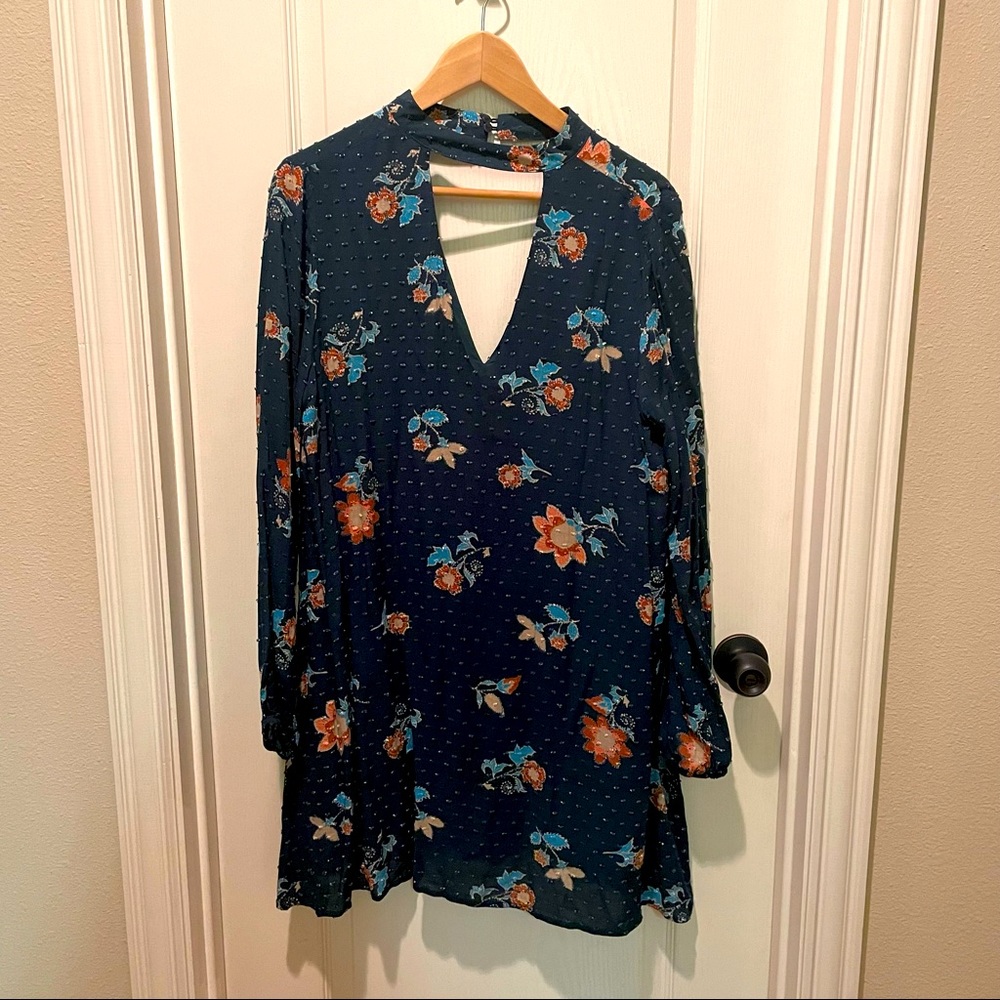 The Room Choker Swiss Dot Floral pattern dress